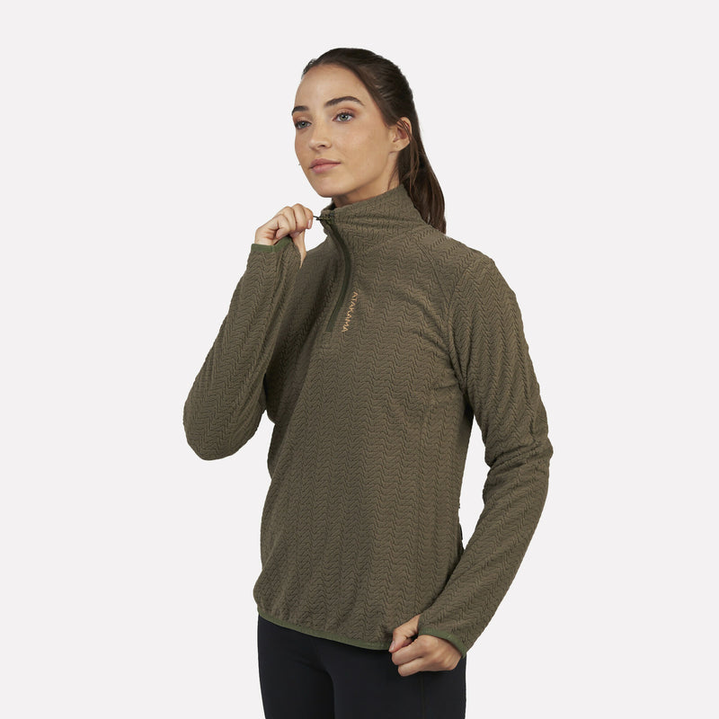 Polar Fleece Ultraligero Mujer 1/4-Zip Volca Verde Oliva