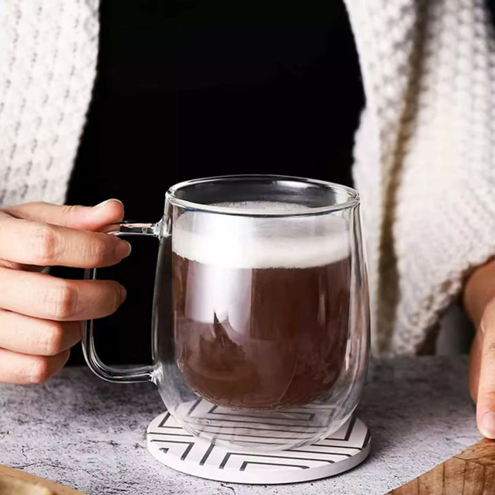 Set 2 Tazas Doble Pared Vidrio 350 ml