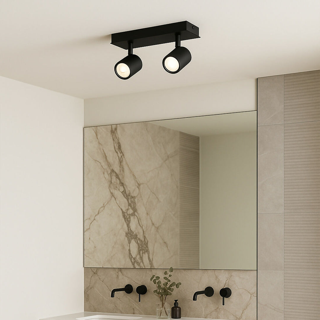 Foco Sobrepuesto 2 luces Cil III Negro Mate Ip44 GU10