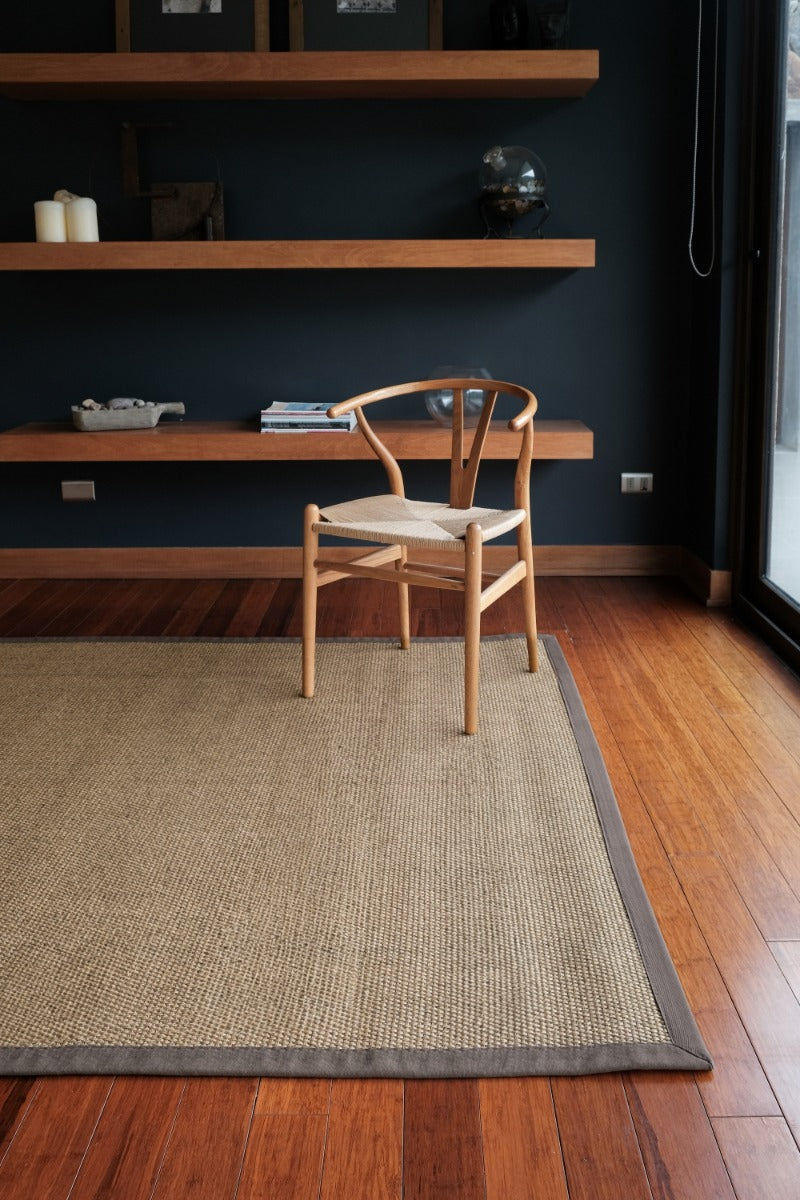 Alfombra Sisal Natural Borde Café KF731 (3 medidas)