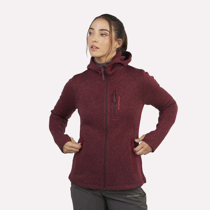 Polar Tejido Mujer Hoddie Full-Zip Tundra Burdeo Jaspeado