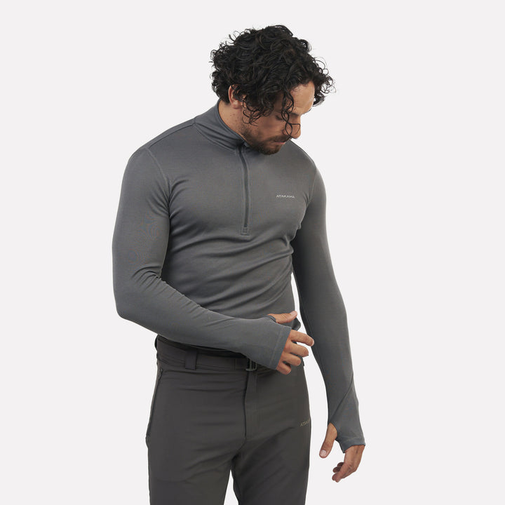 Primera capa térmica Hombre 1/4 Zip-Cuello VentoFit Gris ceniza