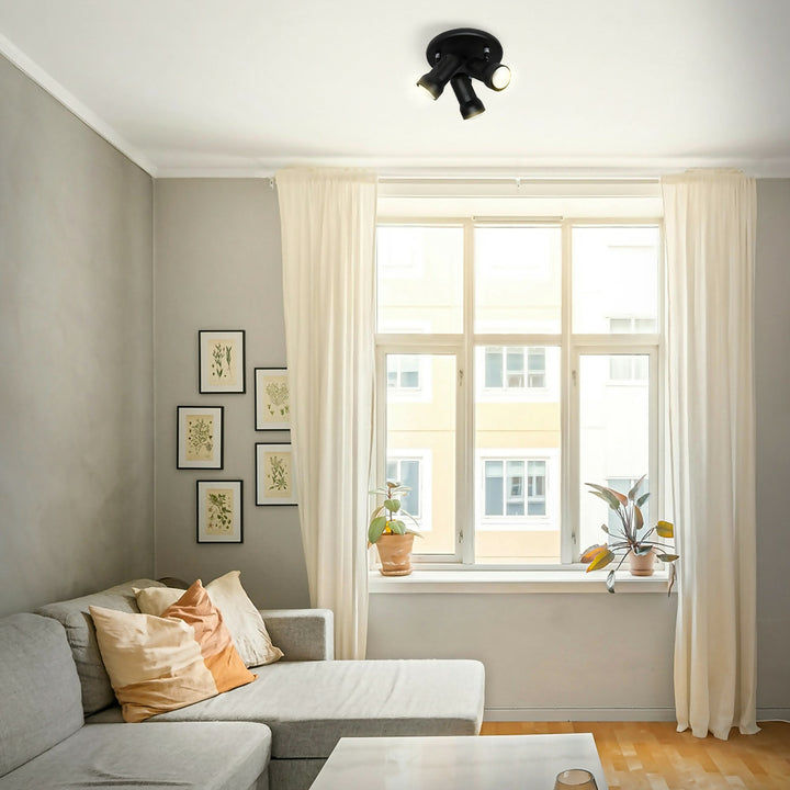 Plafón R63 3 Luces Negro