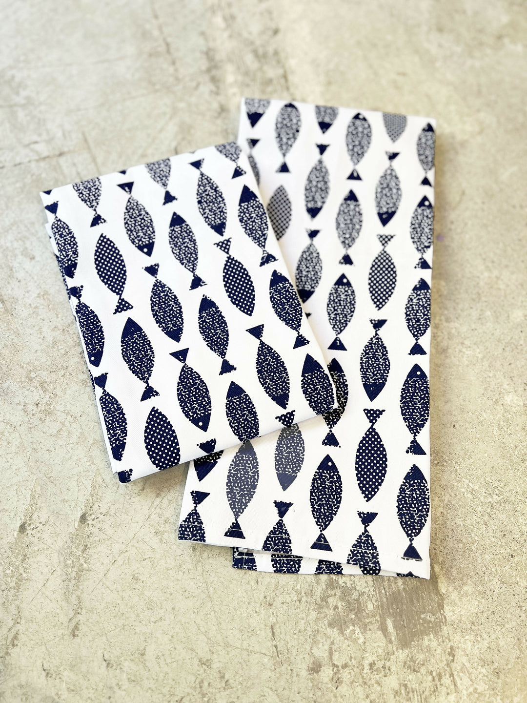 Paño de Cocina Azul con Diseño de Peces