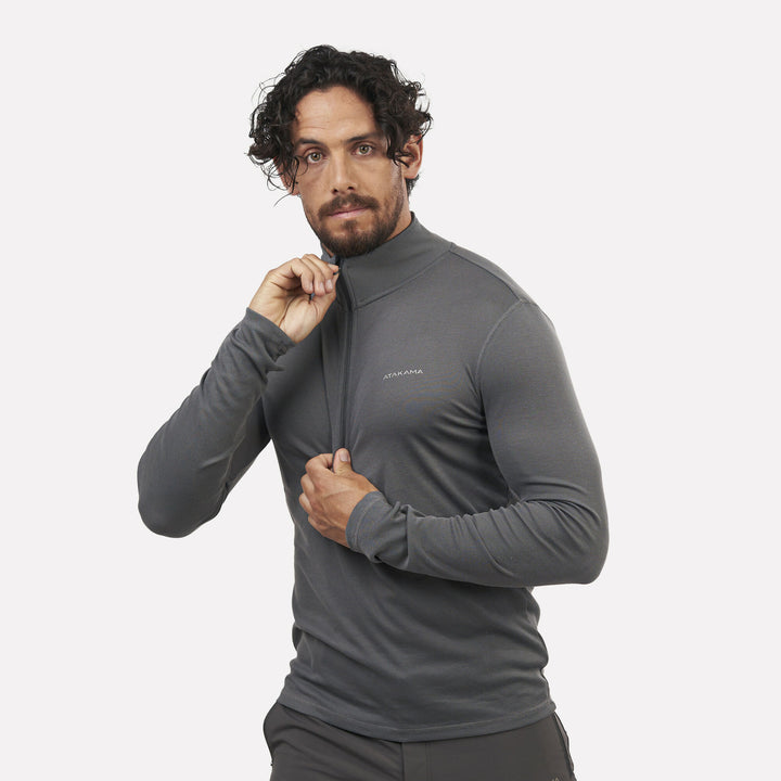 Primera capa térmica Hombre 1/4 Zip-Cuello VentoFit Gris ceniza