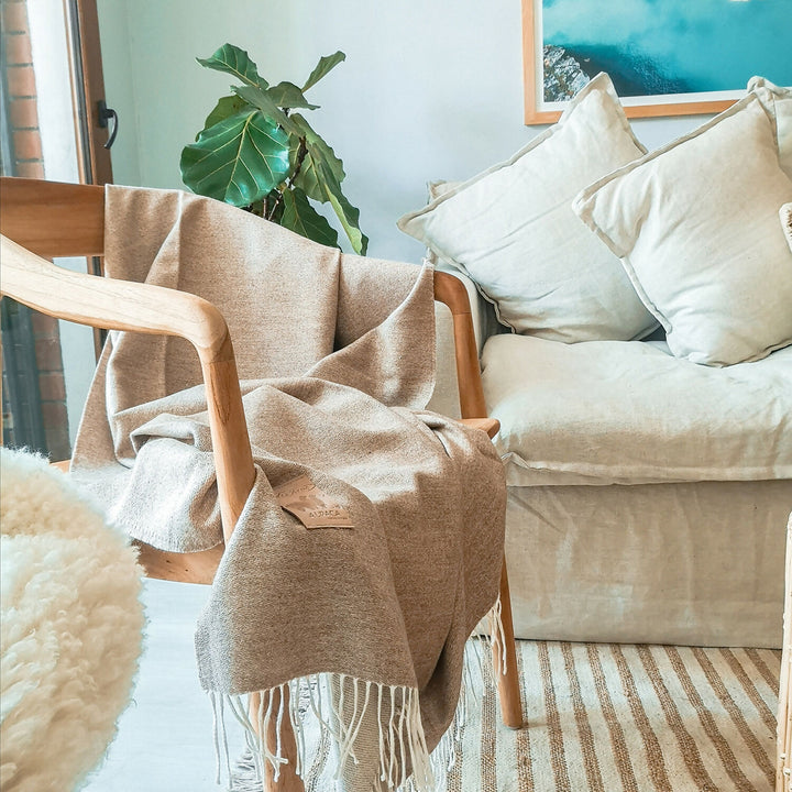 Manta de alpaca beige