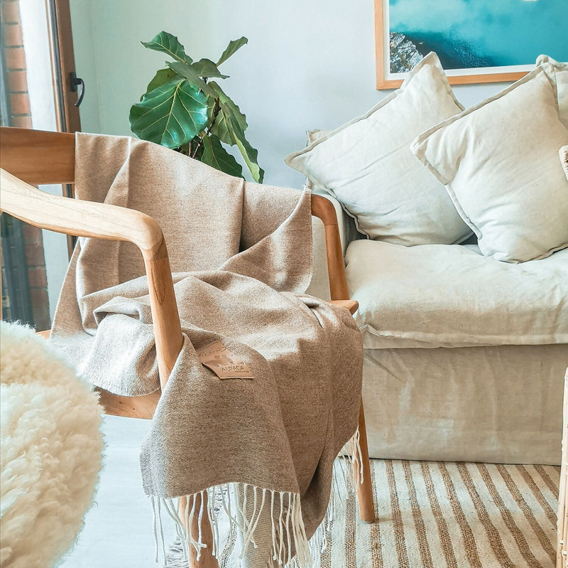 Manta de alpaca beige