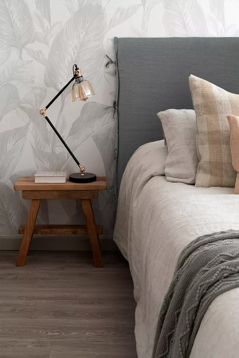 RESPALDO DE CAMA CON FUNDA TIRAS LINO NATURAL