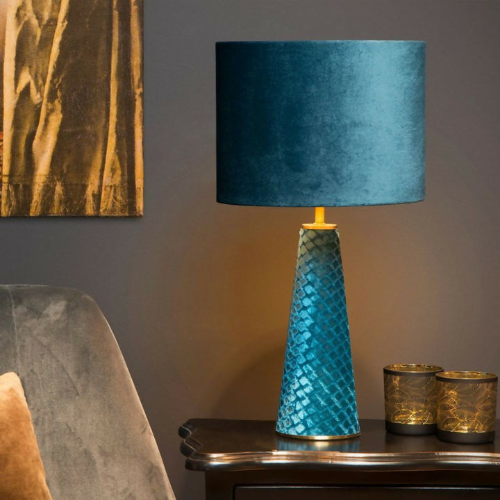 LAMPARA DE MESA VELVET TURQUESA 1xE27