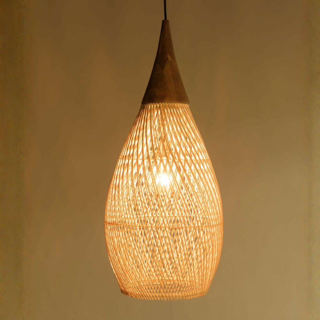 Lampara Colgante Rattan Claro Gota 25cm