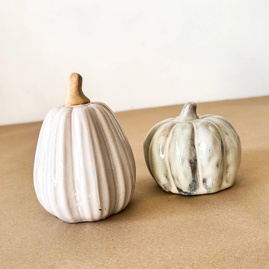 Set 2 Calabazas Cerámica Esmaltada