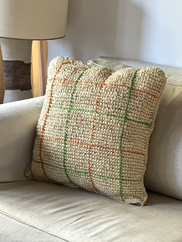 CojínLíneasNaranjaVerdesTalca1