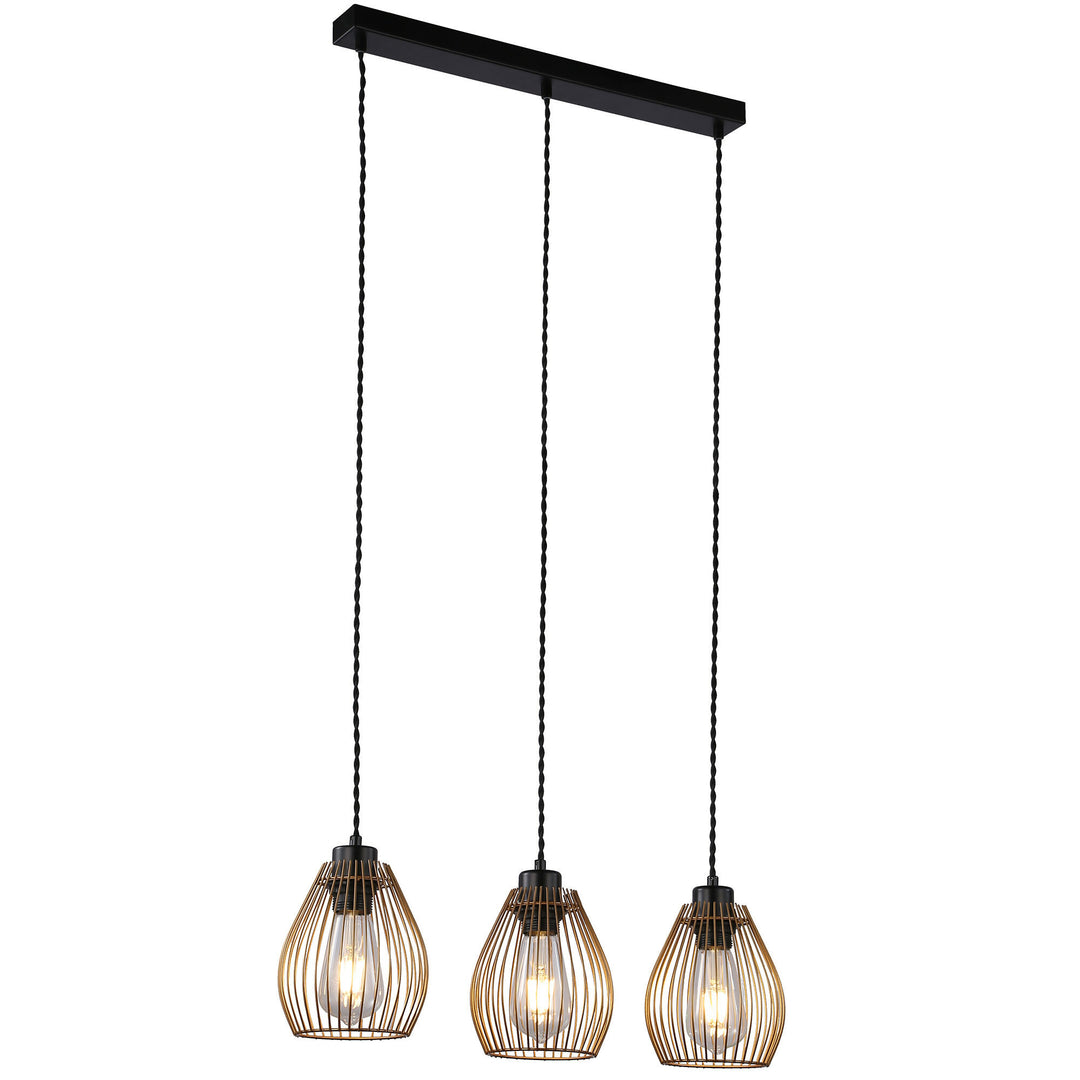 Lámpara Colgante Beas 3 Luces Dorado Mate