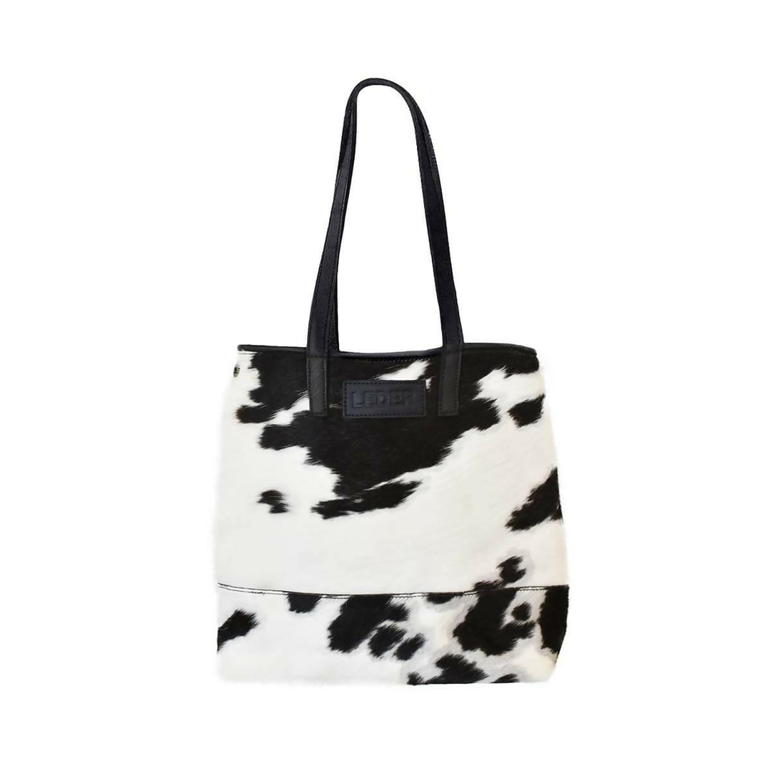Cartera Tote de Cuero Vacuno con pelo