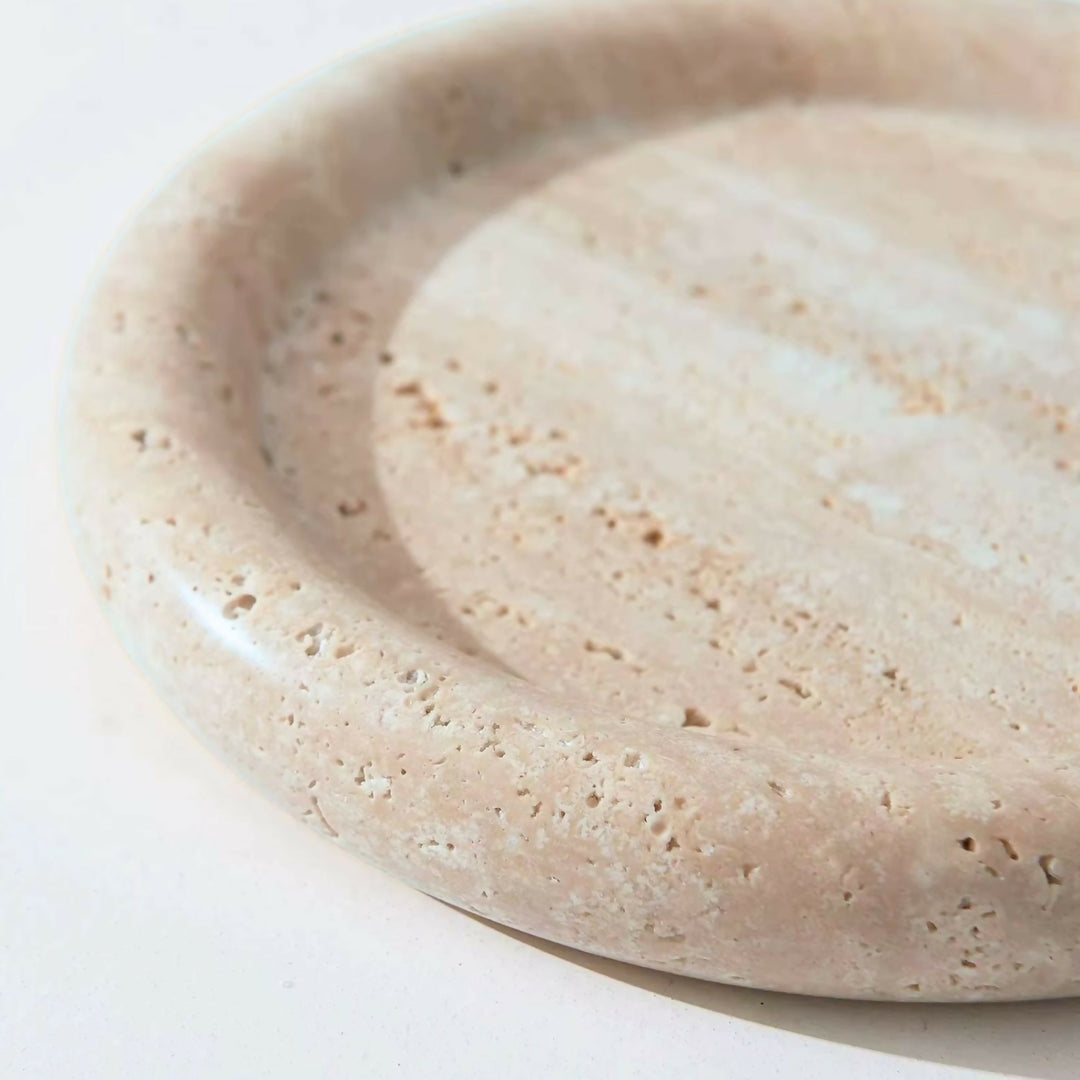 Bandeja Redonda de Piedra Ambar Travertino