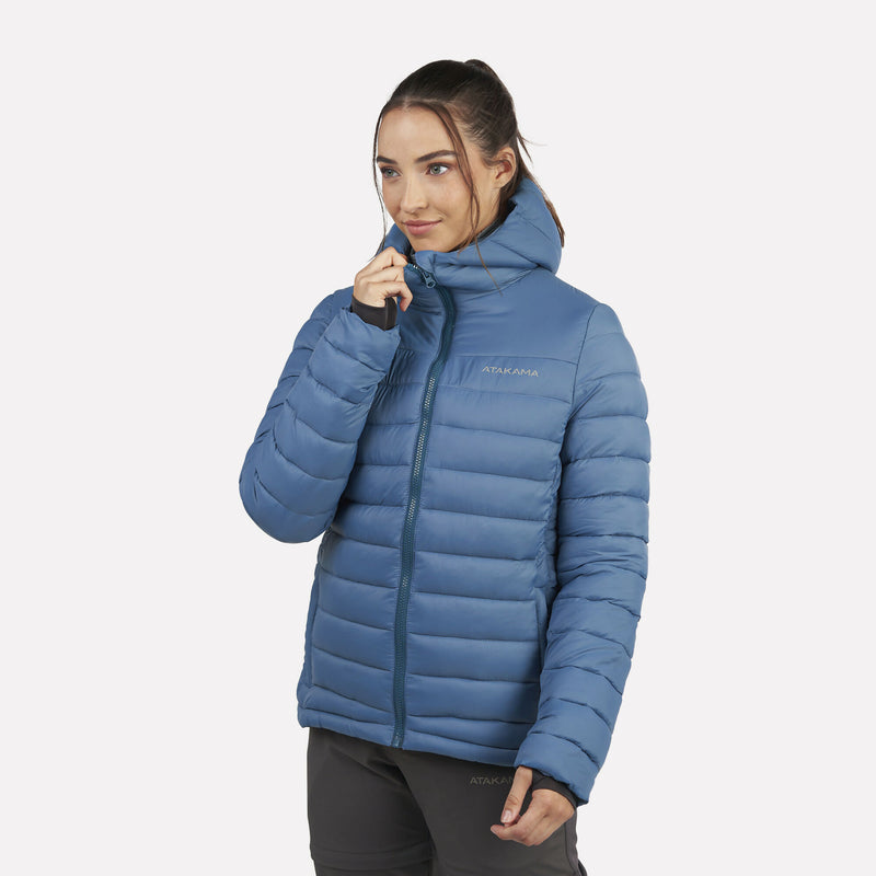 Chaqueta Parka Térmica Mujer Hoodie Indomita Azul Hortencia