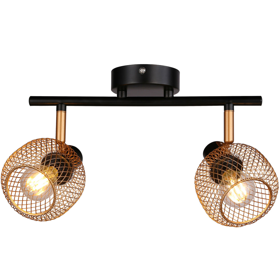 Foco Sobrepuesto Indo Malla 2 Luces Dorado Mate