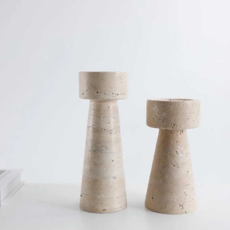 Candelabro Portavelas Marmol Travertino Torre Grande