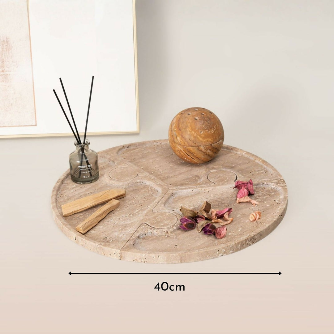 Bandeja de Piedra Puzzle Travertino Deco y Aperitivos