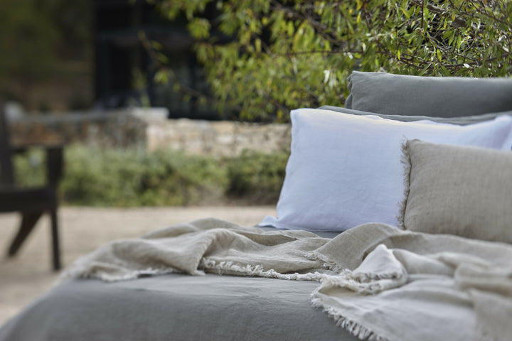 Set 2 Fundas de almohada 100% lino prelavado, color blanco