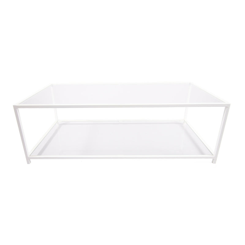 Mesa de centro Rectangular 100 dos niveles | GLASS WHITE