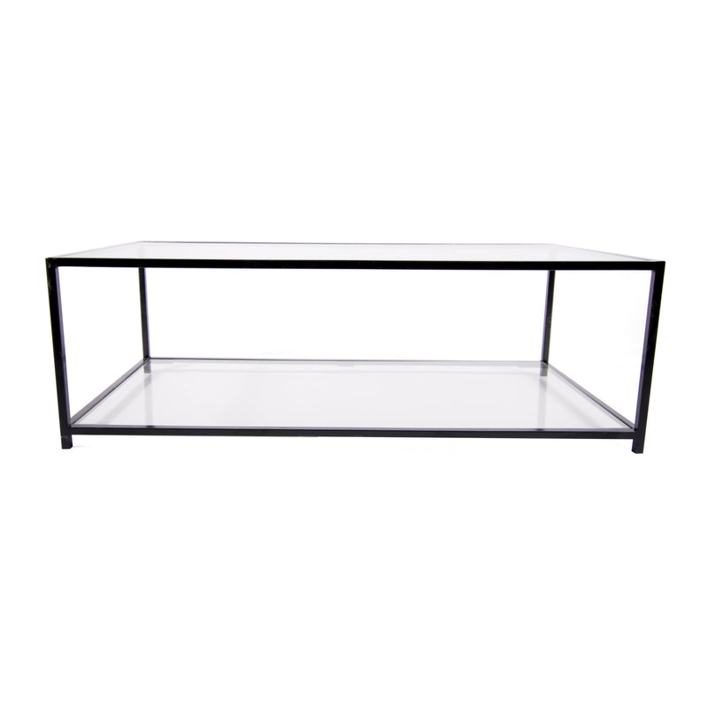 Mesa de centro Rectangular 100 dos niveles | GLASS BLACK