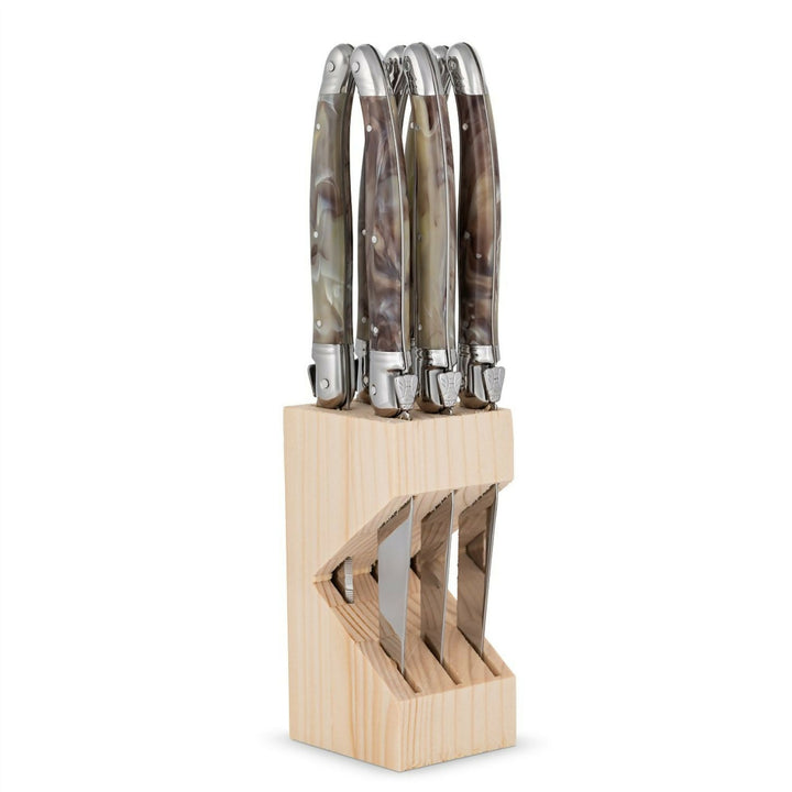 Bloque 6 Cuchillos Dark Horn Laguiole Jean Dubost