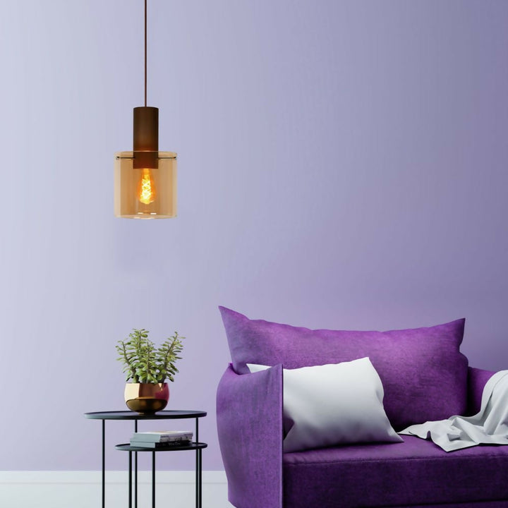 LAMPARA COLGANTE TOLEDO AMBAR 1xE27