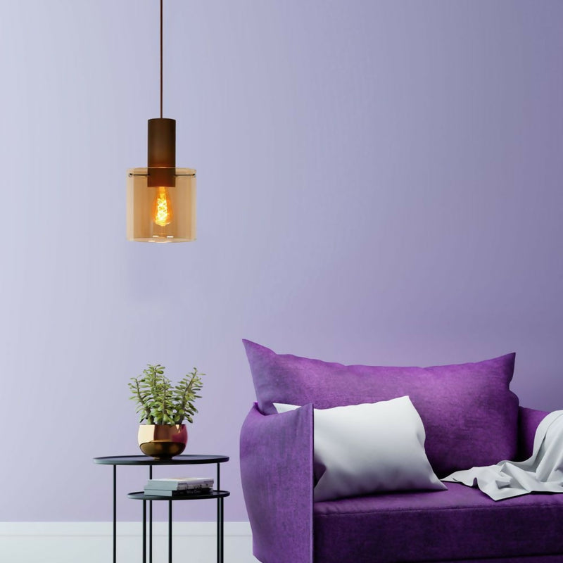 LAMPARA COLGANTE TOLEDO AMBAR 1xE27