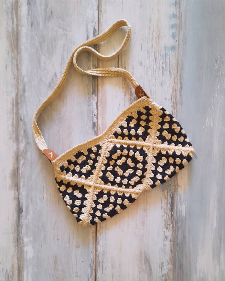 Cartera Bandolera Tejida Dúo Beige