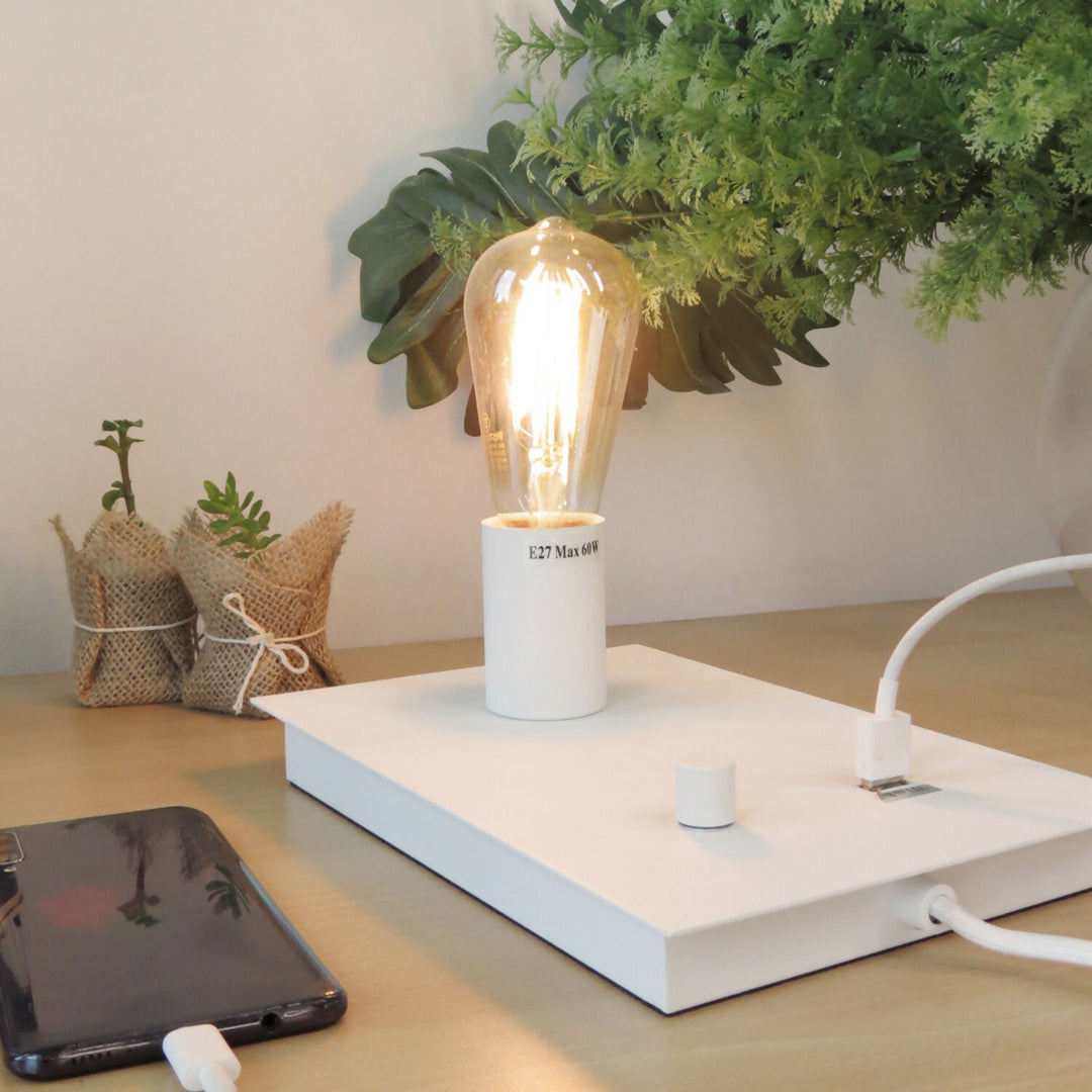Lámpara De Mesa Load Blanco Con Puerto Usb