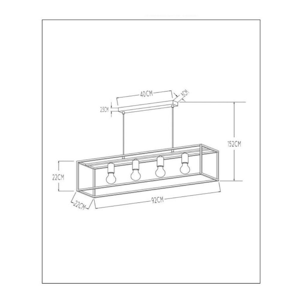 LAMPARA COLGANTE RUBEN NEGRO 4xE27
