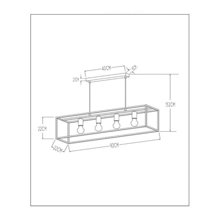 LAMPARA COLGANTE RUBEN NEGRO 4xE27