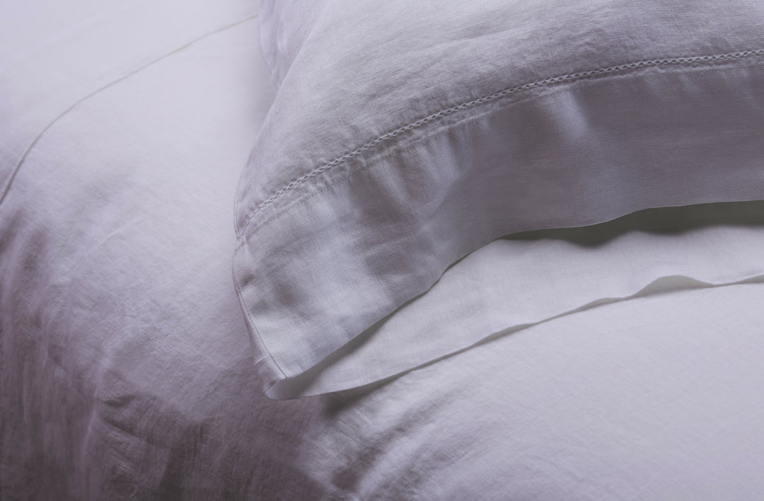 Juego sábana 100% Lino color Off white.