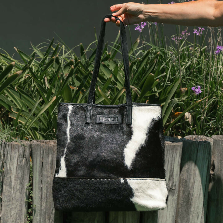 Cartera Tote de Cuero Vacuno con pelo