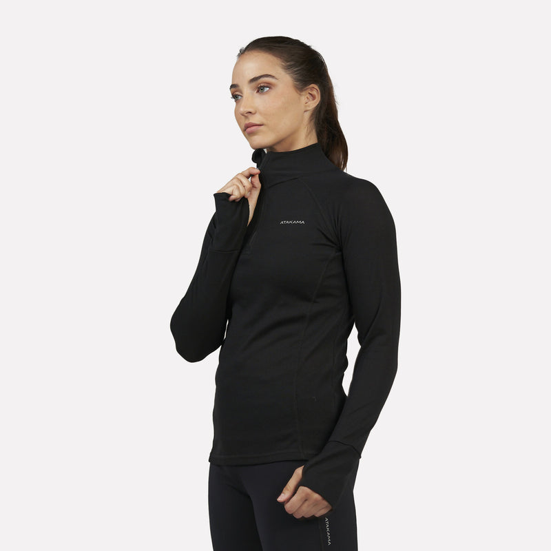 Primera capa Térmica Mujer 1/4 Zip-Cuello VentoFit Negra