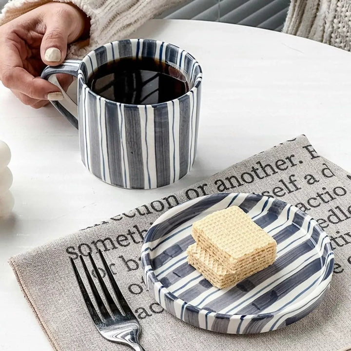 Set de Platos y Tazas Rayas Vintage Azul 3 un