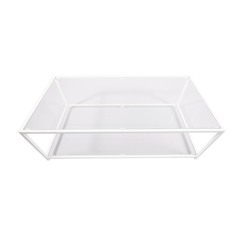 Mesa de centro Rectangular 100 dos niveles | GLASS WHITE