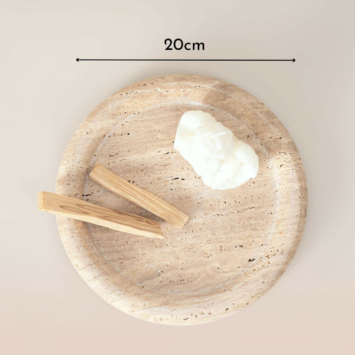 Bandeja Redonda de Piedra Ambar Travertino