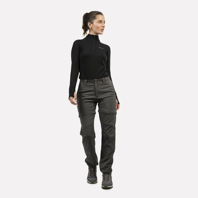 Pantalón de Trekking Mujer Desmontable Mujer Andino Gris Roca