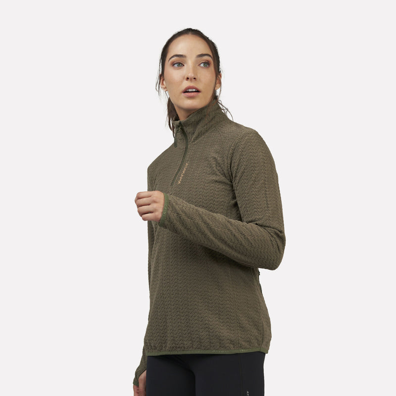 Polar Fleece Ultraligero Mujer 1/4-Zip Volca Verde Oliva