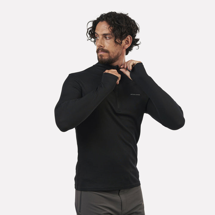 Primera capa térmica Hombre 1/4 Zip-Cuello VentoFit Negra