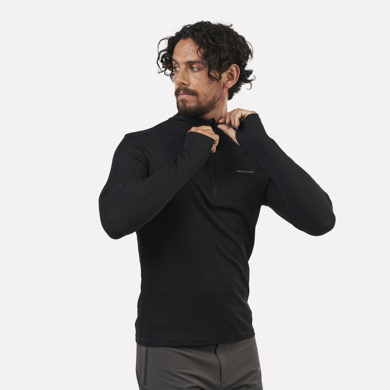 Primera capa térmica Hombre 1/4 Zip-Cuello VentoFit Negra