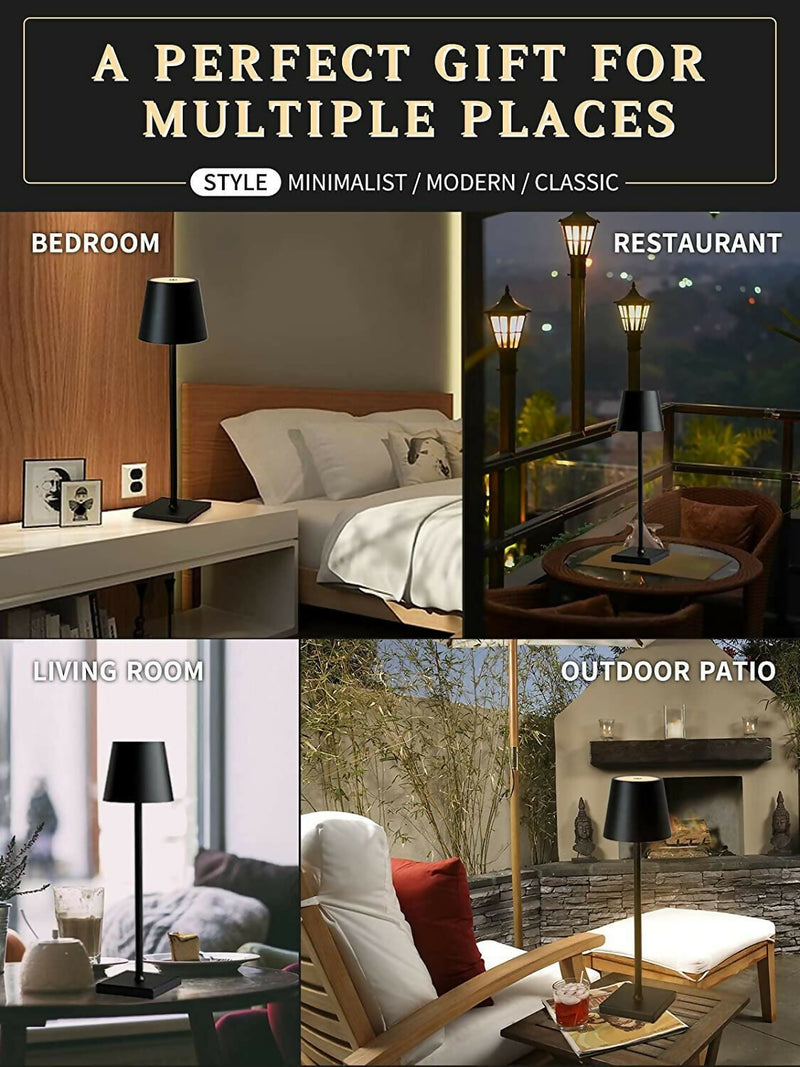 LÁMPARA DE MESA ESCRITORIO PORTÁTIL LED RECARGABLE NEGRO