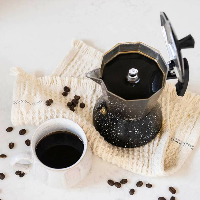 Cafetera Italiana Simplit Negra Granito de Aluminio 12 Tazas