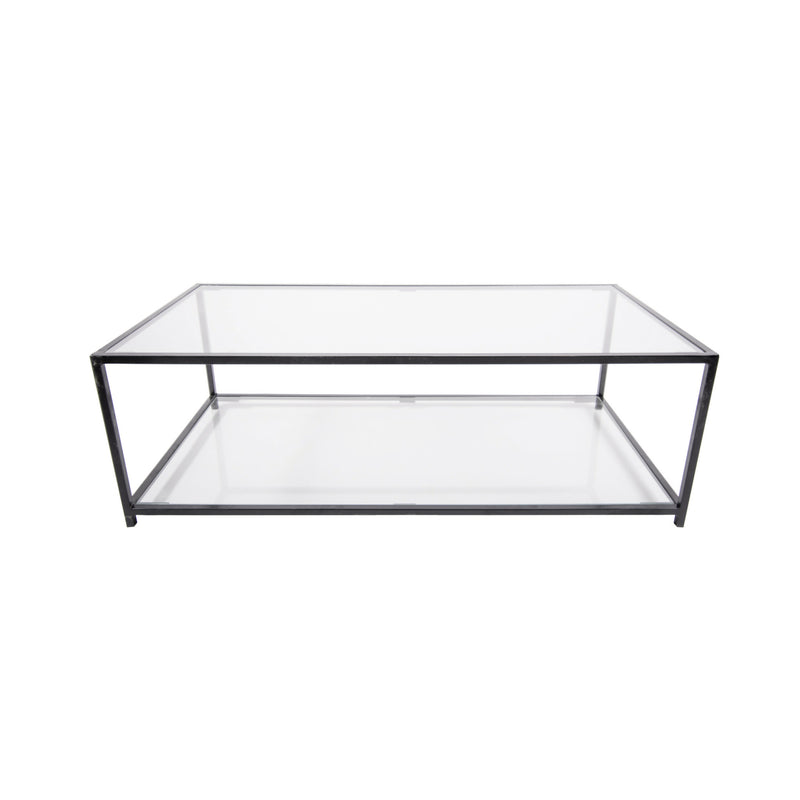 Mesa de centro Rectangular 100 dos niveles | GLASS BLACK