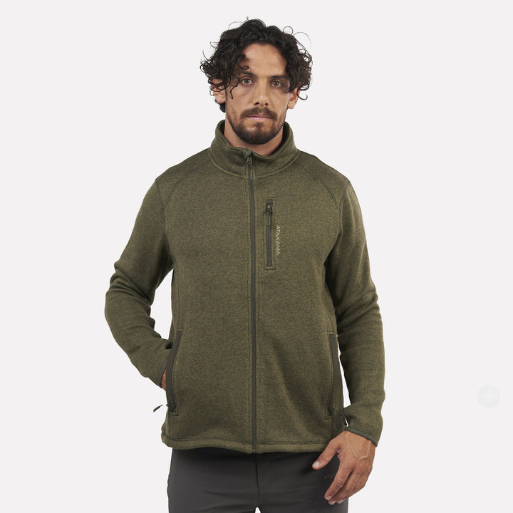 Polar Tejido Hombre Full-Zip Tundra Verde Bosque Jaspeado