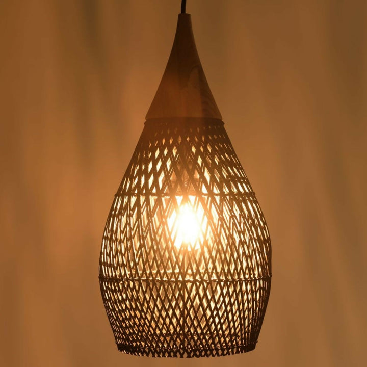 Lampara Colgante Rattan Negro Gota 25cm