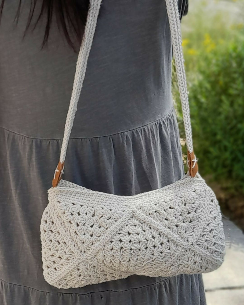 Cartera Bandolera Tejida Color Crudo