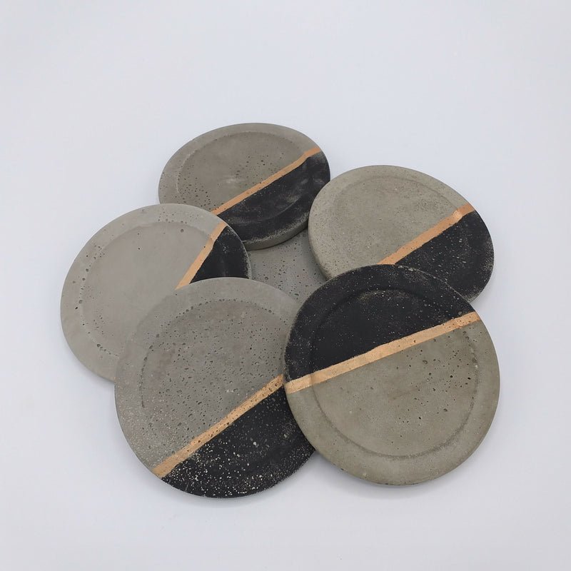 POSAVASOS HORMIGÓN NEGRO/COBRE